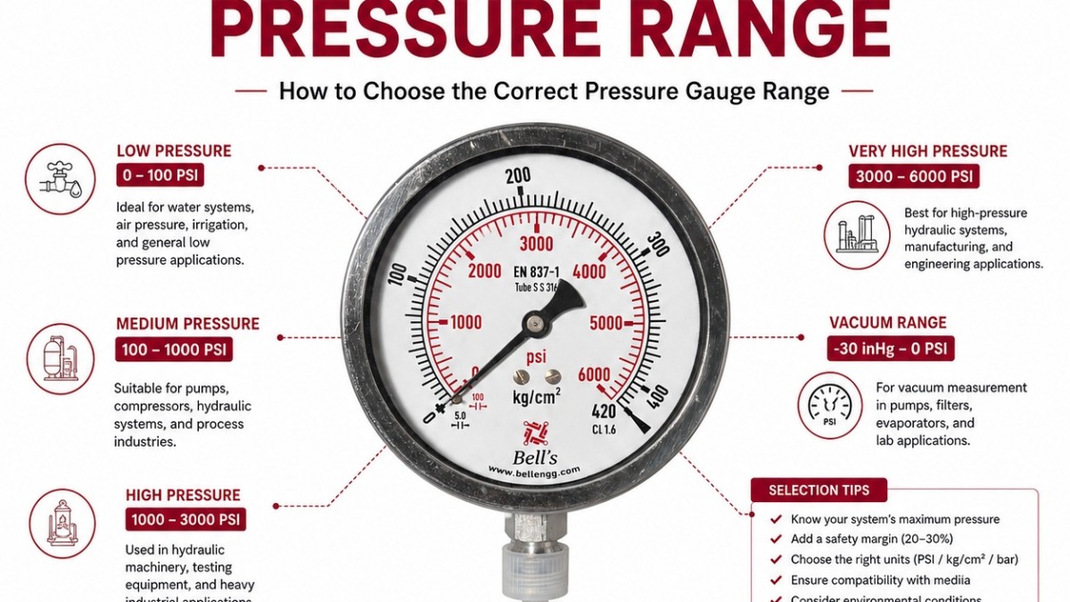 How to Choose the Right Pressure Gauge Range for Industrial Applications — Bell Engineering pressure gauge blog
